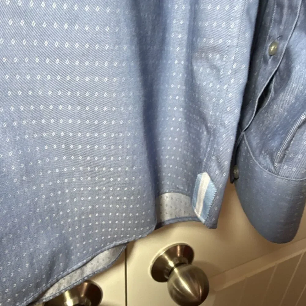Banana Republic Grant Fit Non-Iron Blue Geometric Button-Down Shirt XL